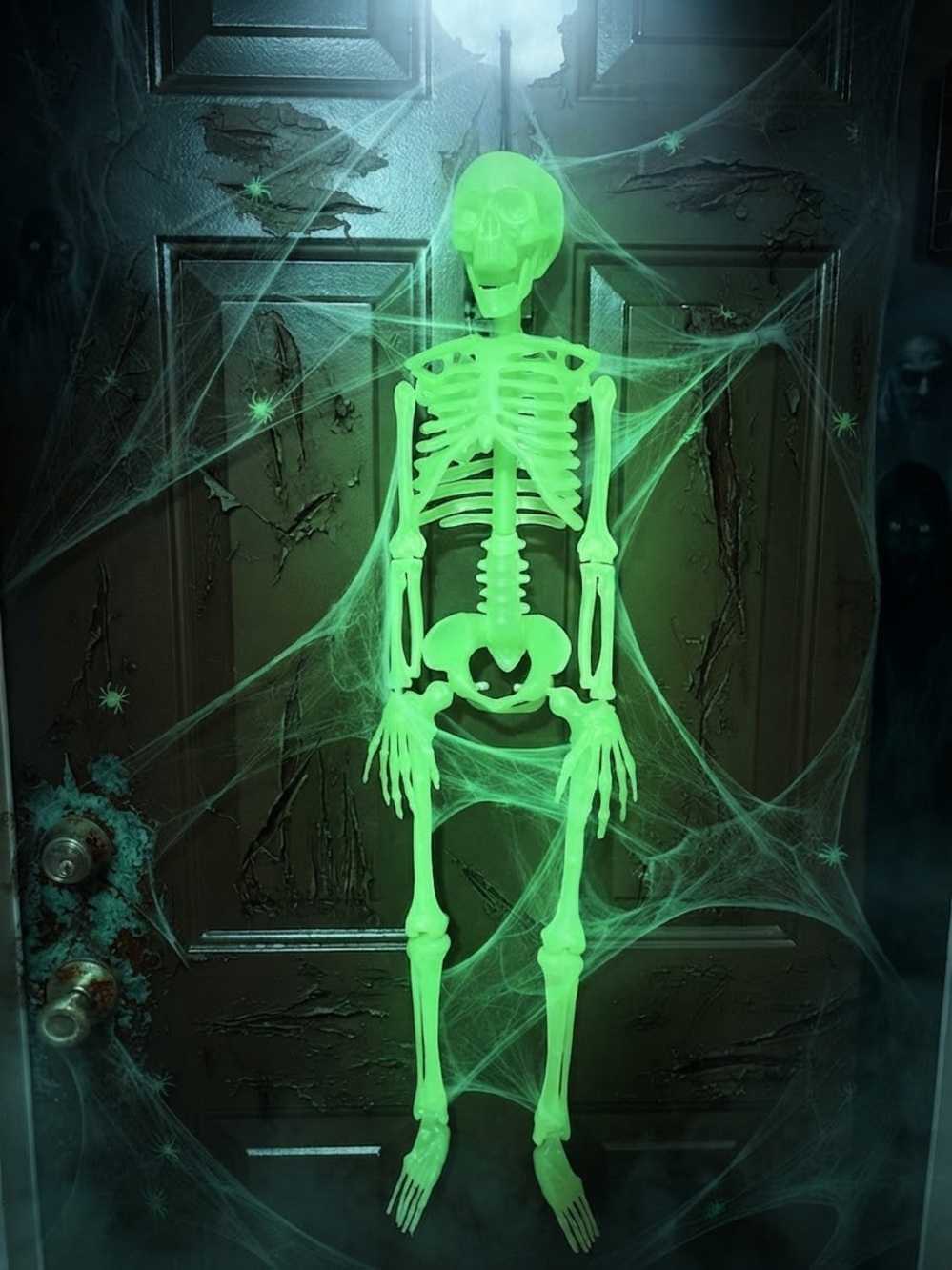 Glow Green Hanging Skeleton Halloween Decoration -